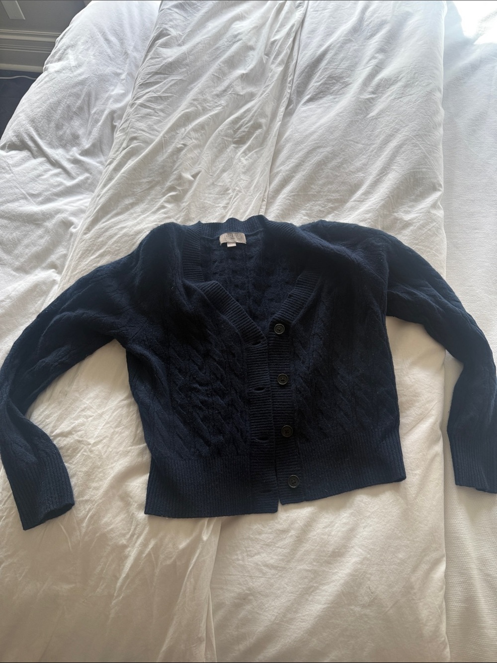 Jcrew cashmere Classic Navy Cable-Knit Button Cardigan - Women